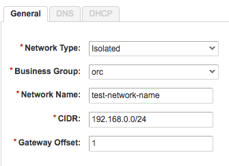 Create Isolated Network Form
