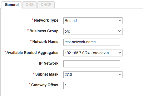 Create Routed Network Form