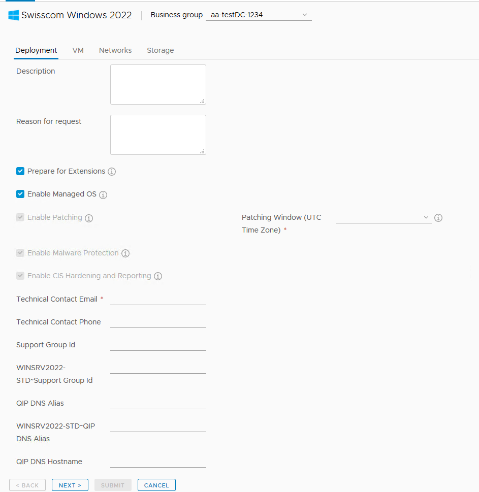 Create a Swisscom Windows - Step 1