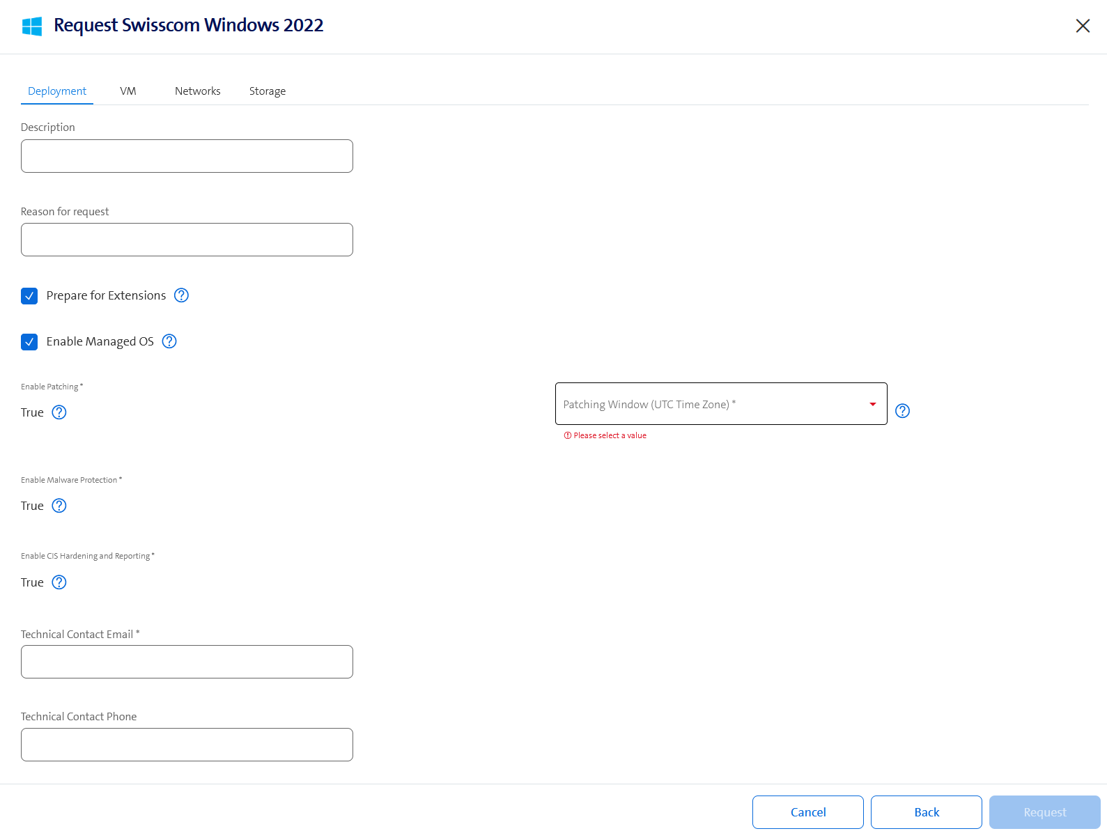 Create a Swisscom Windows - Step 1